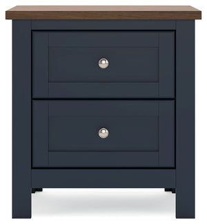 Landocken - Two Drawer Night Stand - Brown / Blue - R&R Furniture Gallery (Fountain Valley, CA)