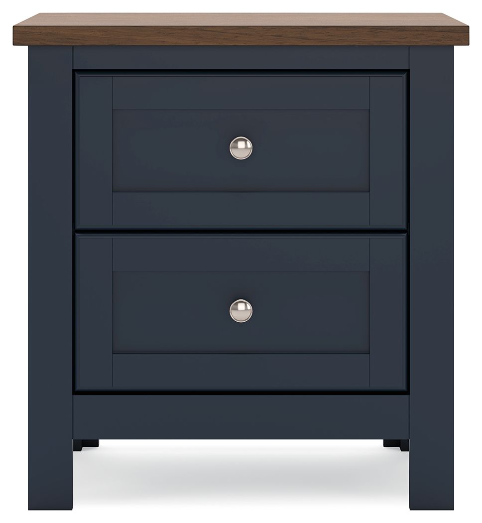 Landocken - Two Drawer Night Stand - Brown / Blue - R&R Furniture Gallery (Fountain Valley, CA)