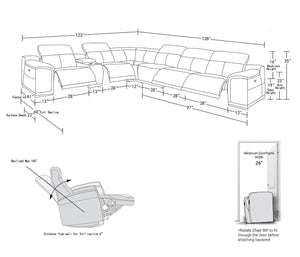 2679 - 7-Piece L-Shaped Power Reclining Sectional In Genuine Leather (4 Recliners)