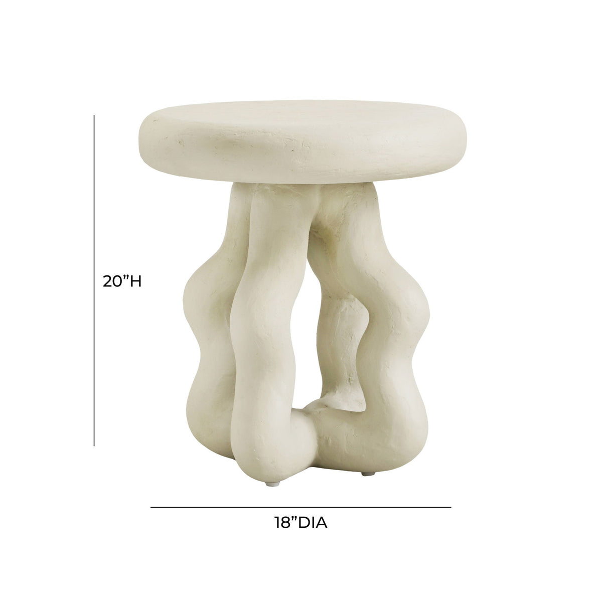 Maddie - Textured Side Table - Cream