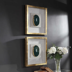 Keeva Agate Stone Shadow Box wall decor by Uttermost featuring gold accents and a natural agate stone design.