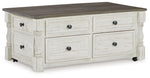Havalance - Lift Top Cocktail Table with Storage Drawers - White / Gray - R&R Furniture Gallery (Fountain Valley, CA)