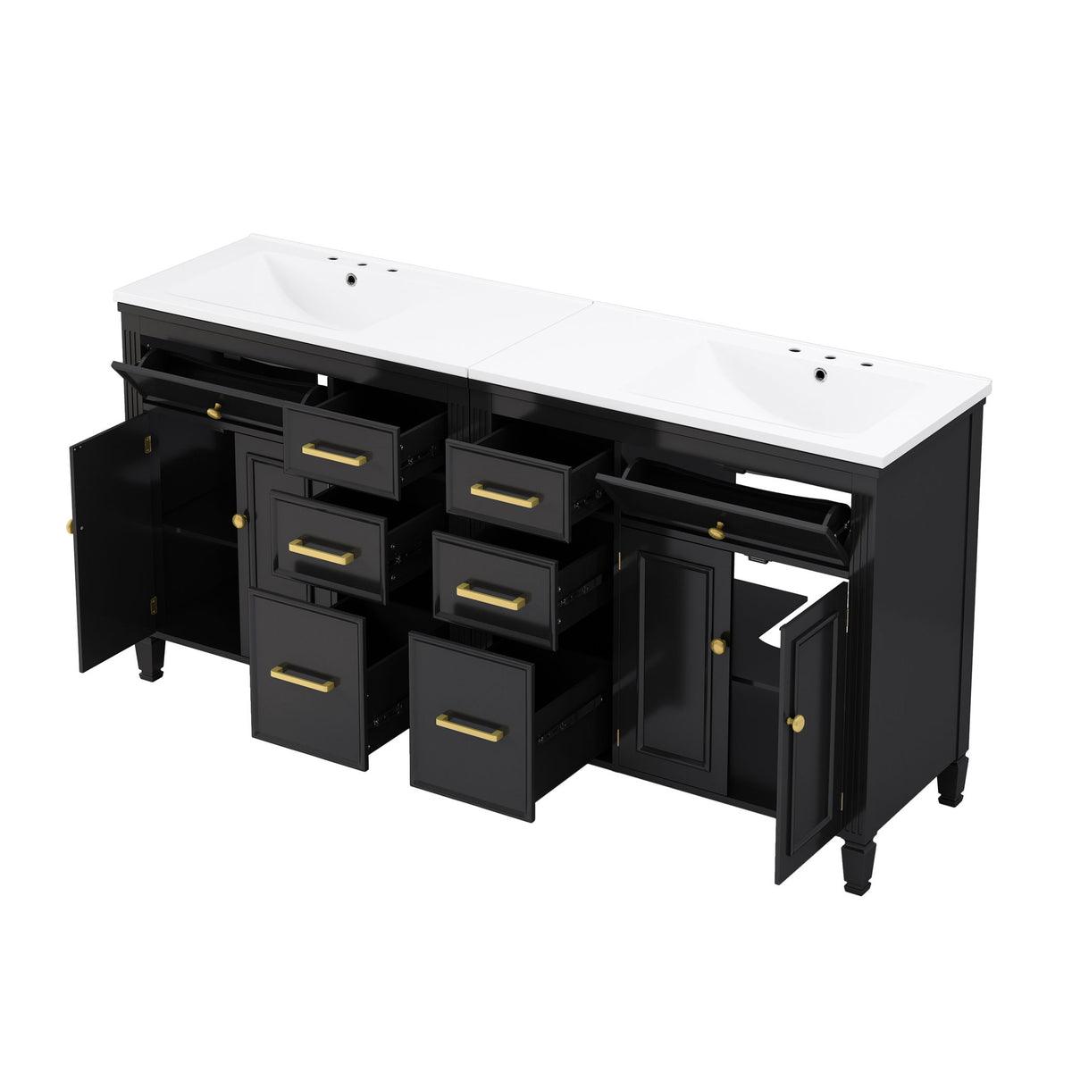 2 Piece Freestanding Bathroom Vanity Set With Sink Top, Reversible Dual Layout