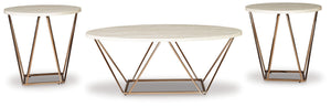 Tarica - Occasional Table Set (Set of 3) - White / Metallic - R&R Furniture Gallery (Fountain Valley, CA)