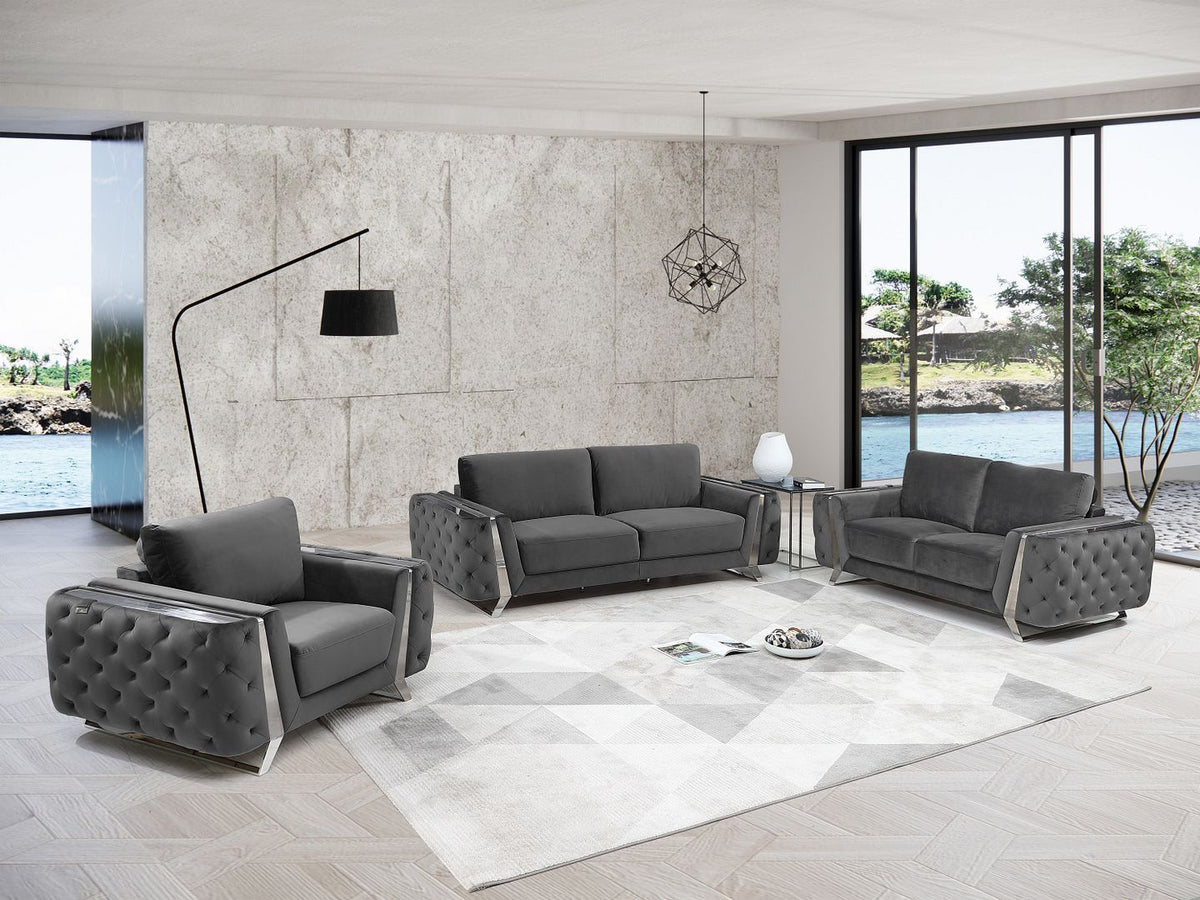 1051 - Contemporary Velvet Set - R&R Furniture Gallery (Fountain Valley, CA)