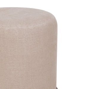 TOV Furniture Como Burl and Cotton Jute Accent Stool in peach with woven design and wooden legs, stylish home decor piece.