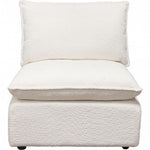 Ivy Armless Chair in White Faux Shearling w/ Feather Down Seating