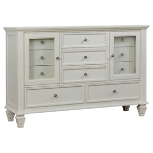 Cortina - 4 Piece Queen Bedroom Set With Ornate Panels And Storage - Cream White