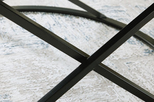 Set of three brown and black Signature Design by Ashley® Cassbryn occasional tables for living room decor.
