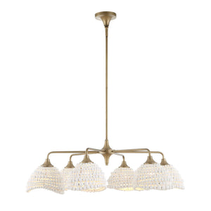 Biddeford 6-light beaded pendant light in white by Uttermost, showcasing elegant beaded design and pendant lighting style.