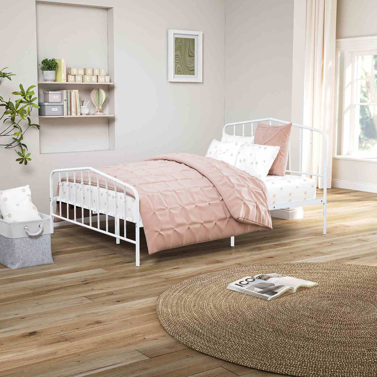 Nicoli - Full Metal Bed, White