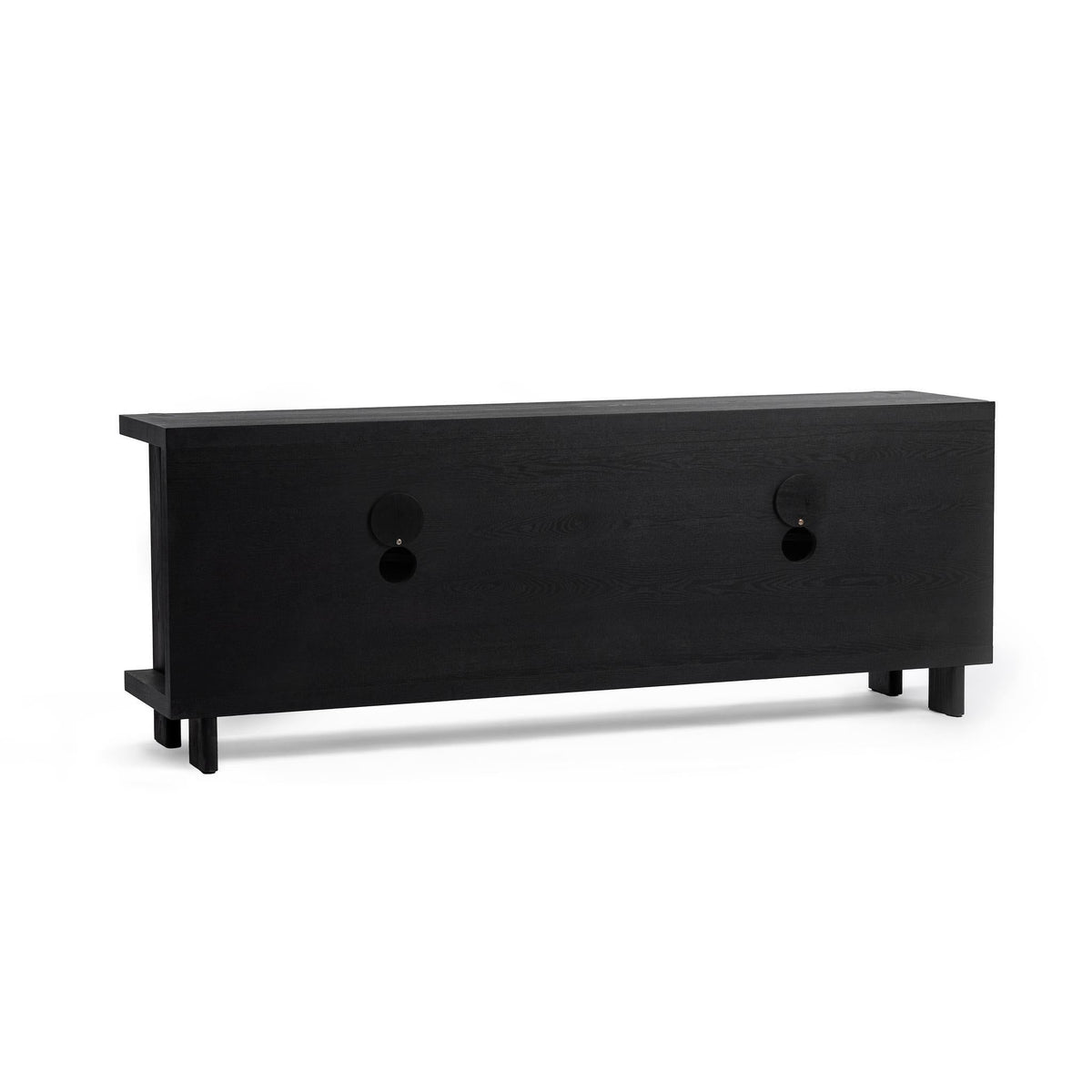 Classic Home Ellison 4-door Shoreline Noir buffet cabinet with sleek black finish and modern design, featuring four spacious doors.