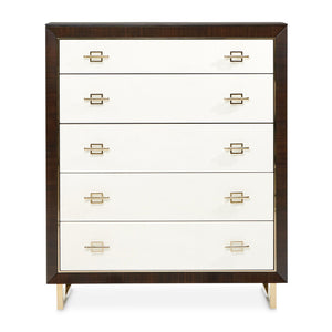 Belmont Place - 5-Drawer Chest - White / Dark Brown - R&R Furniture Gallery (Fountain Valley, CA)