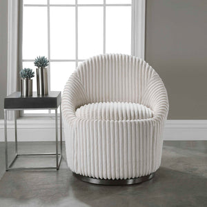 Uttermost Crue fabric swivel chair with modern design and plush cushioning, featuring a sleek, comfortable seating option.