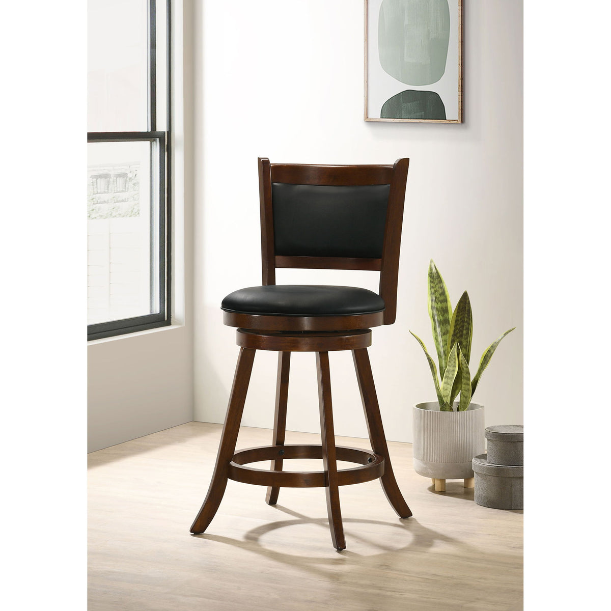 Swivel Stool With Swivel Base (Set of 2) - Black / Brown