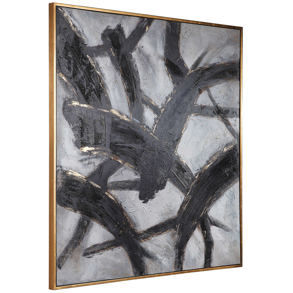 Slash - Hand Painted Canvas - Black / Gold / White