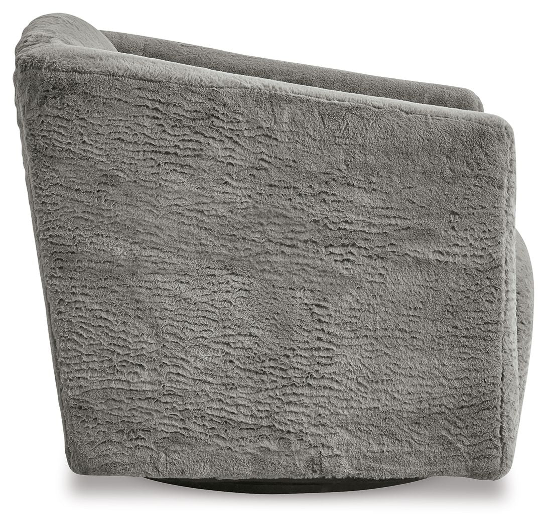 Bramner - Swivel Accent Chair - Charcoal - R&R Furniture Gallery (Fountain Valley, CA)