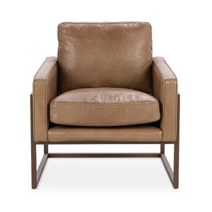 Classic Home Ken club chair with upholstered seat and backrest, shown from the front angle