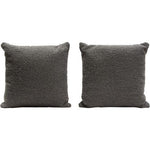 Set of (2) 16" Square Accent Pillows in Charcoal Boucle Textured Fabric