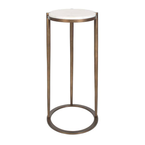 Mercier - Round Marble Accent Table - Brass / White