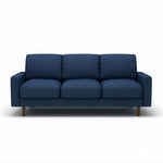 Dark blue US Pride 3 seater sofa with loose back cushions and accent pillows, perfect for a stylish living room.