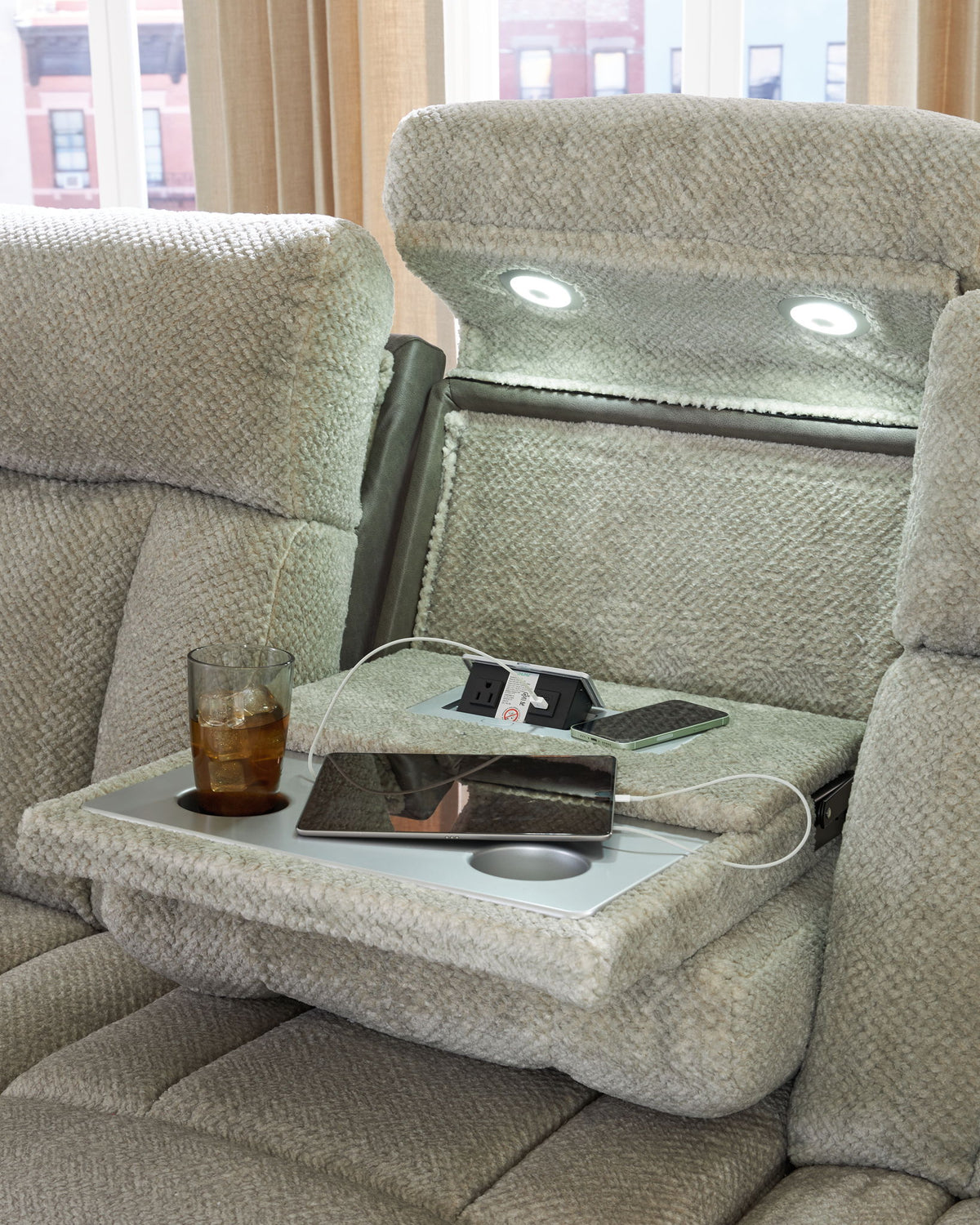 WhipLash - Power Reclining Sofa With Adj Headrest - Sisal - R&R Furniture Gallery (Fountain Valley, CA)