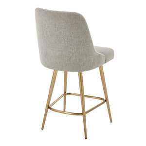 Gray and gold upholstered Uttermost Bramwell counter stool with a padded seat and sleek metal legs, ideal for kitchen or bar areas.