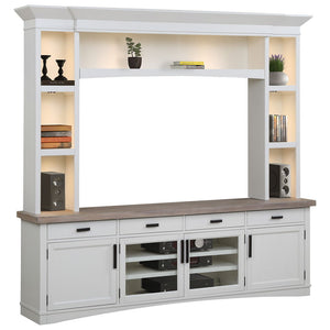 Americana Modern - TV Console with Hutch and LED Lights - R&R Furniture Gallery (Fountain Valley, CA)