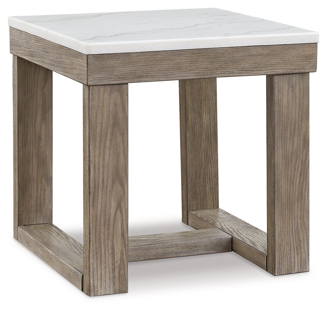 Loyaska - Square End Table - Brown / Ivory - R&R Furniture Gallery (Fountain Valley, CA)