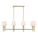 Uttermost Arques 8-light linear chandelier with white and gold finish, featuring modern design and elegant lighting details.