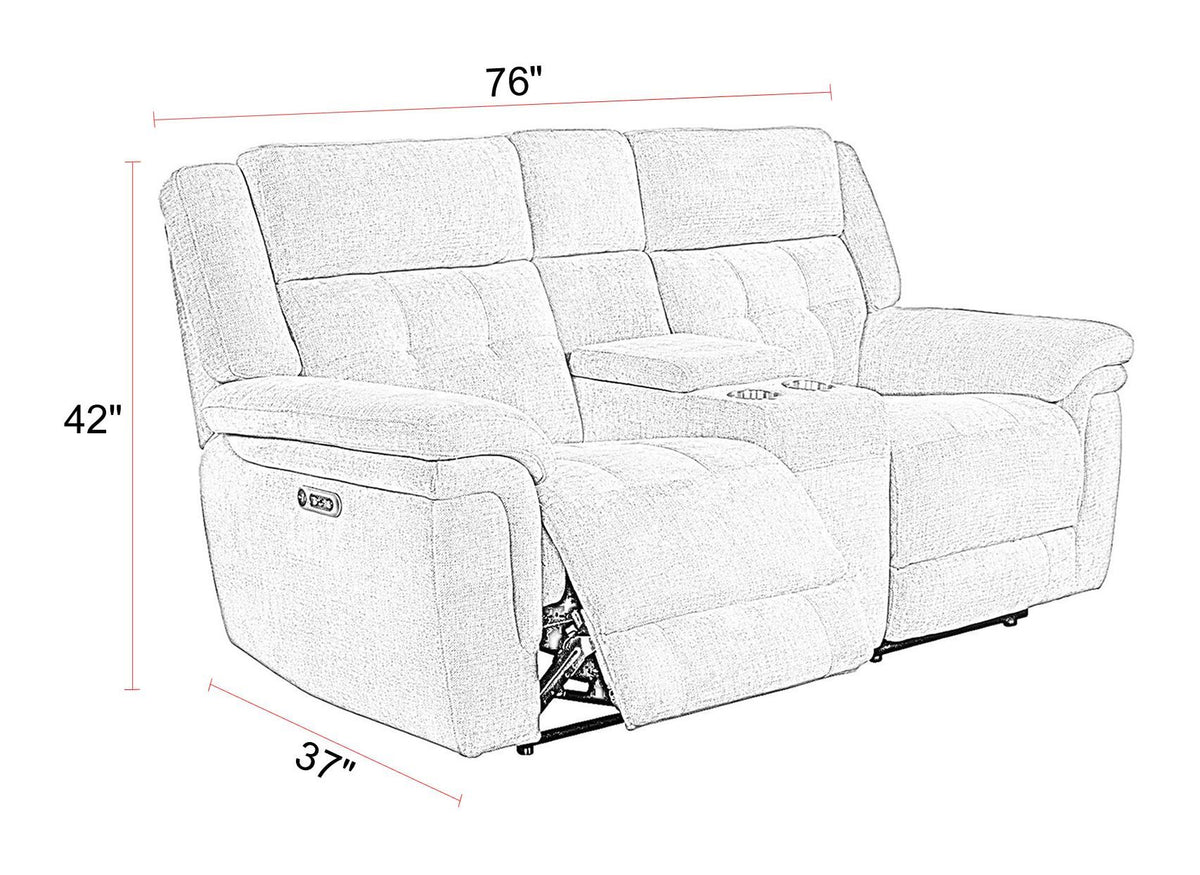 Richland - Power Reclining Console Loveseat - Bristol Gray