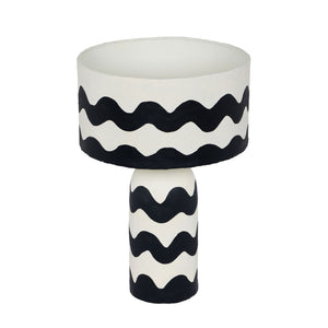 Tropea - Black Waves Papier Mache Table Lamp - Black Waves - R&R Furniture Gallery (Fountain Valley, CA)