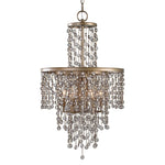 Uttermost Valka 6-light crystal chandelier with light brown frame and sparkling crystal accents, elegant lighting fixture.