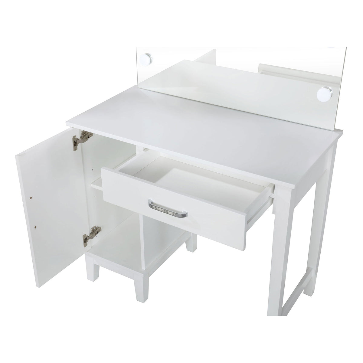 Elijah - Vanity Set With Lighting And Stool - White