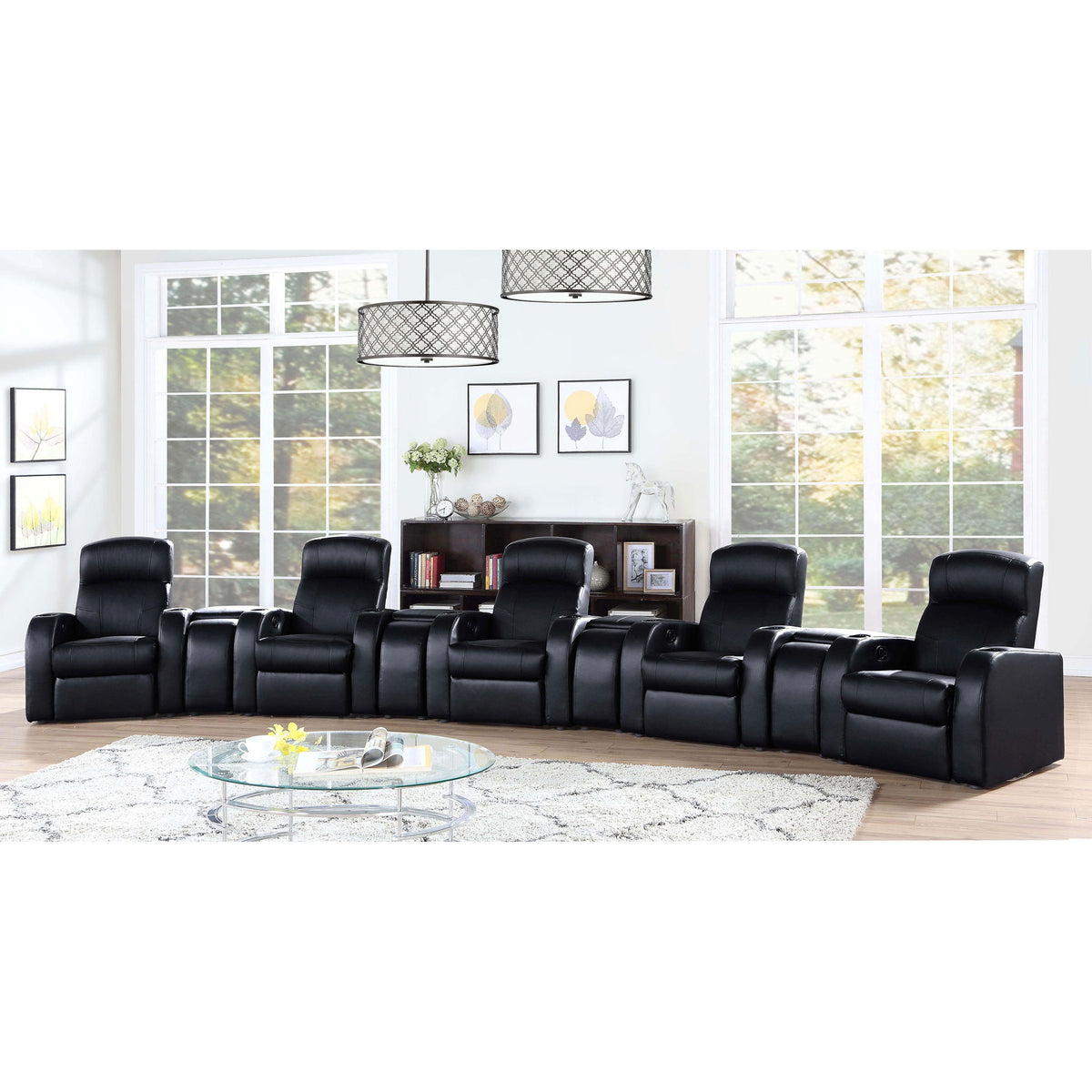 Upholstered Recliner With Cup Holder Comfort Lounge Chair - Black