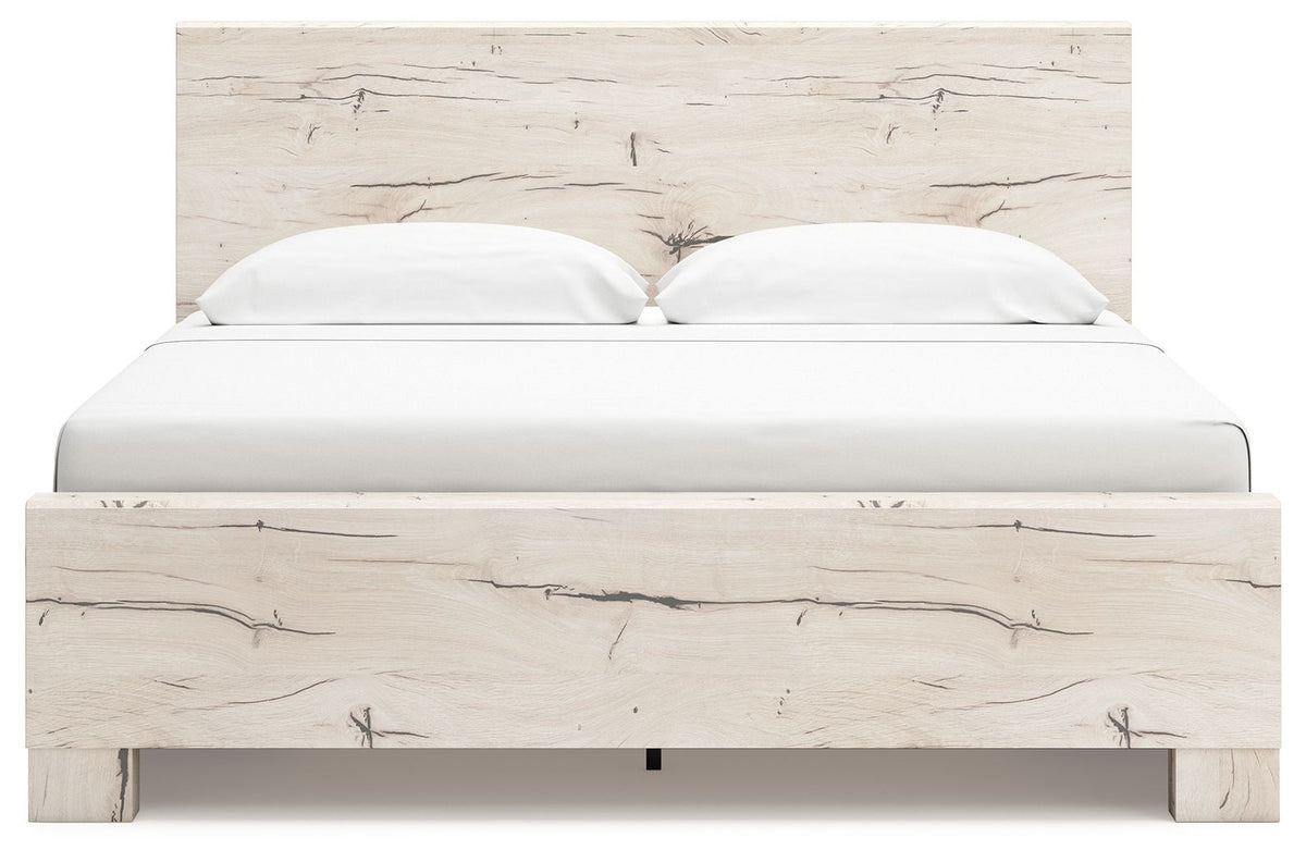 Signature Design by Ashley Lawroy panel bed with built-in storage drawers in a modern wood finish.