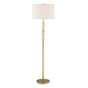 Verlaine - Travertine Floor Lamp - Brass,Gold