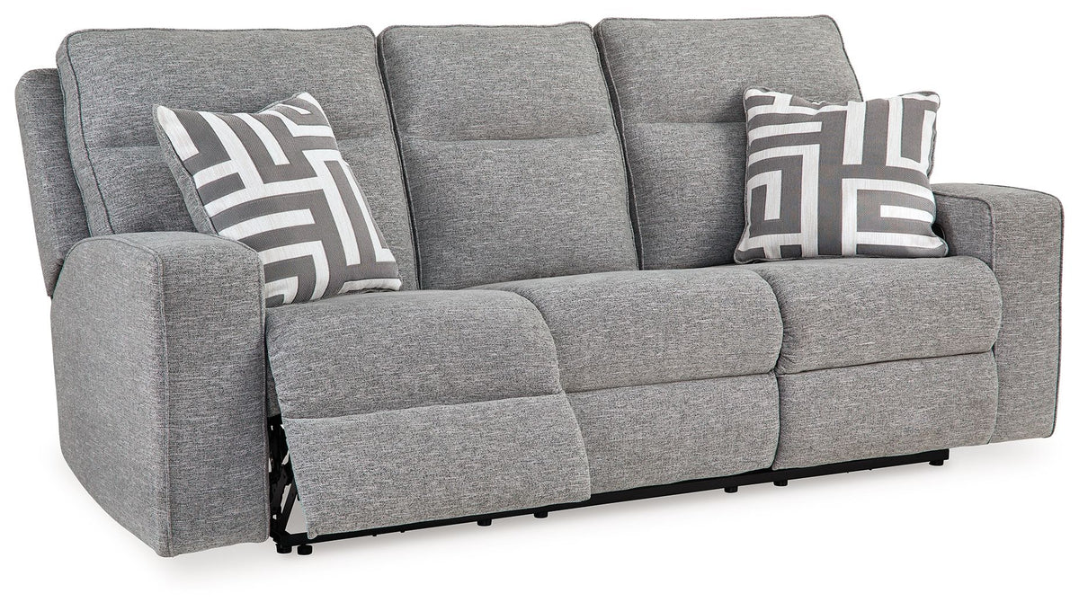 Biscoe - Power Reclining Sofa With Adj Headrest - Pewter - R&R Furniture Gallery (Fountain Valley, CA)