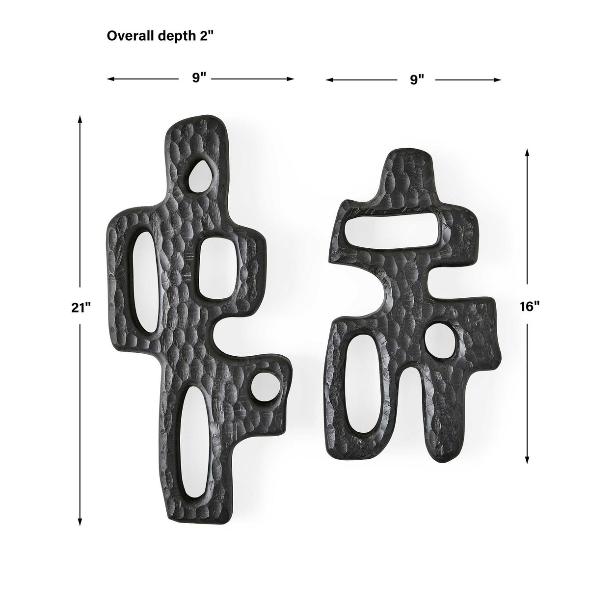 Chiseled Silhouette - Wall Sculptures (Set of 2) - Woodtone