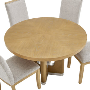 Darnell - Dining Table With Pedestal Base, Round Shape - Natural