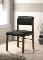 Kehoe Upholstered Dining Side Chair Black and Walnut (Set of 2)