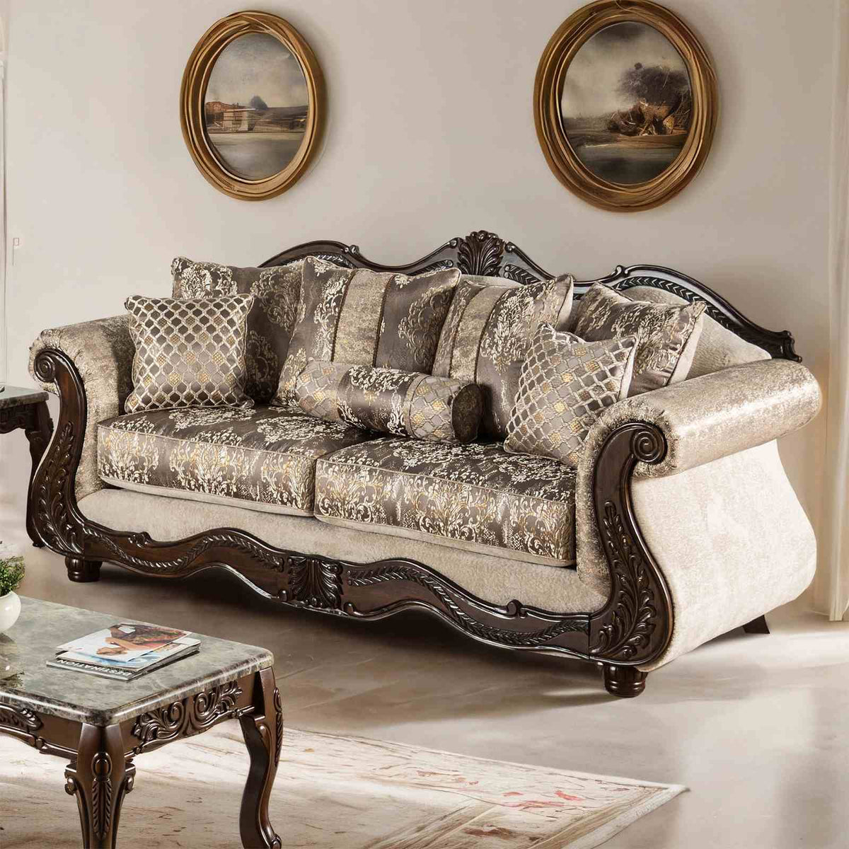 Andalusia - Sofa, Light Brown/Dark Cherry