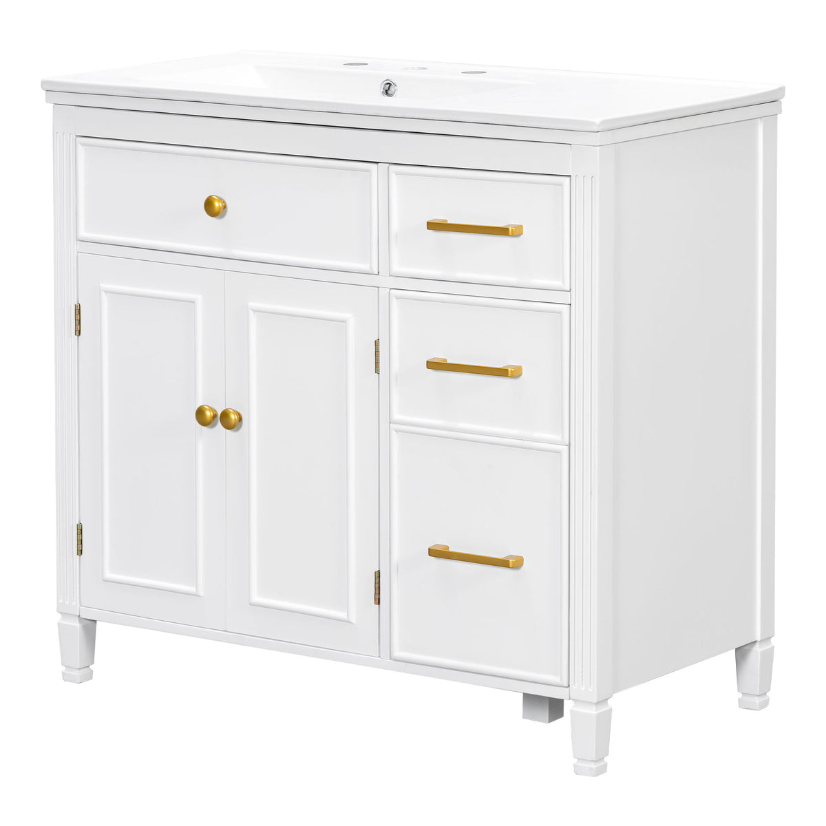 Bathroom Vanity With Sink Top, 3 Soft Closing Drawers