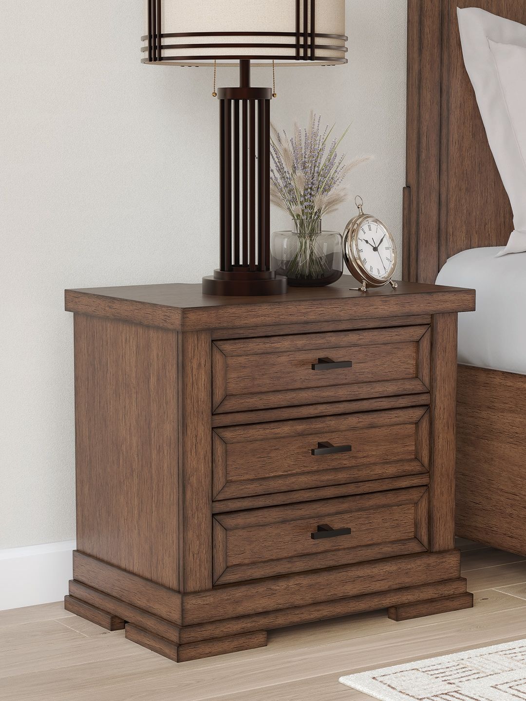 Taffenbrook - Three Drawer Night Stand - Medium Brown - R&R Furniture Gallery (Fountain Valley, CA)