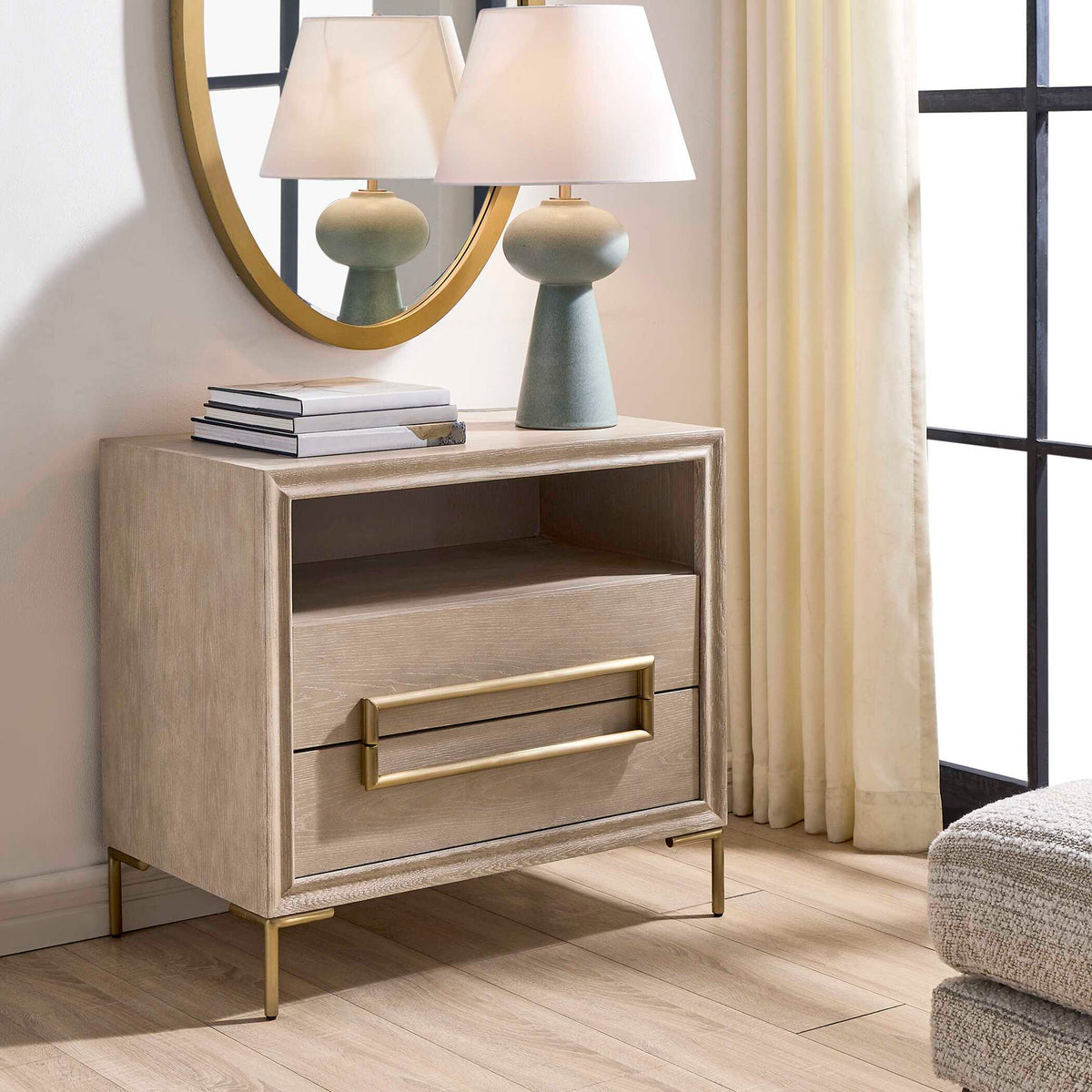 Alessia - Modern Side Table - Light Oak