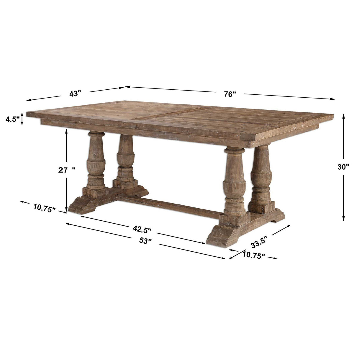 Stratford - Salvaged Wood Dining Table - Light Brown