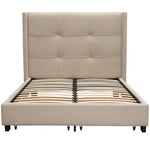 Beverly Queen Bed with Integrated Footboard Storage Unit & Accent Wings in Sand Fabric By Diamond Sofa