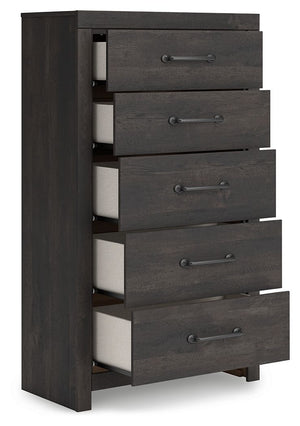 Hollivern - Five Drawer Chest - Dark Gray - R&R Furniture Gallery (Fountain Valley, CA)
