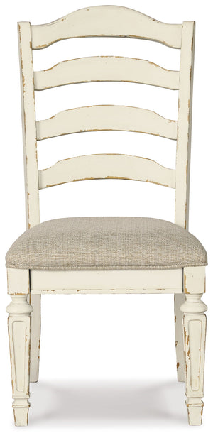 Realyn - Dining UPH Side Chair (Set of 2) - Ladderback - Chipped White - R&R Furniture Gallery (Fountain Valley, CA)