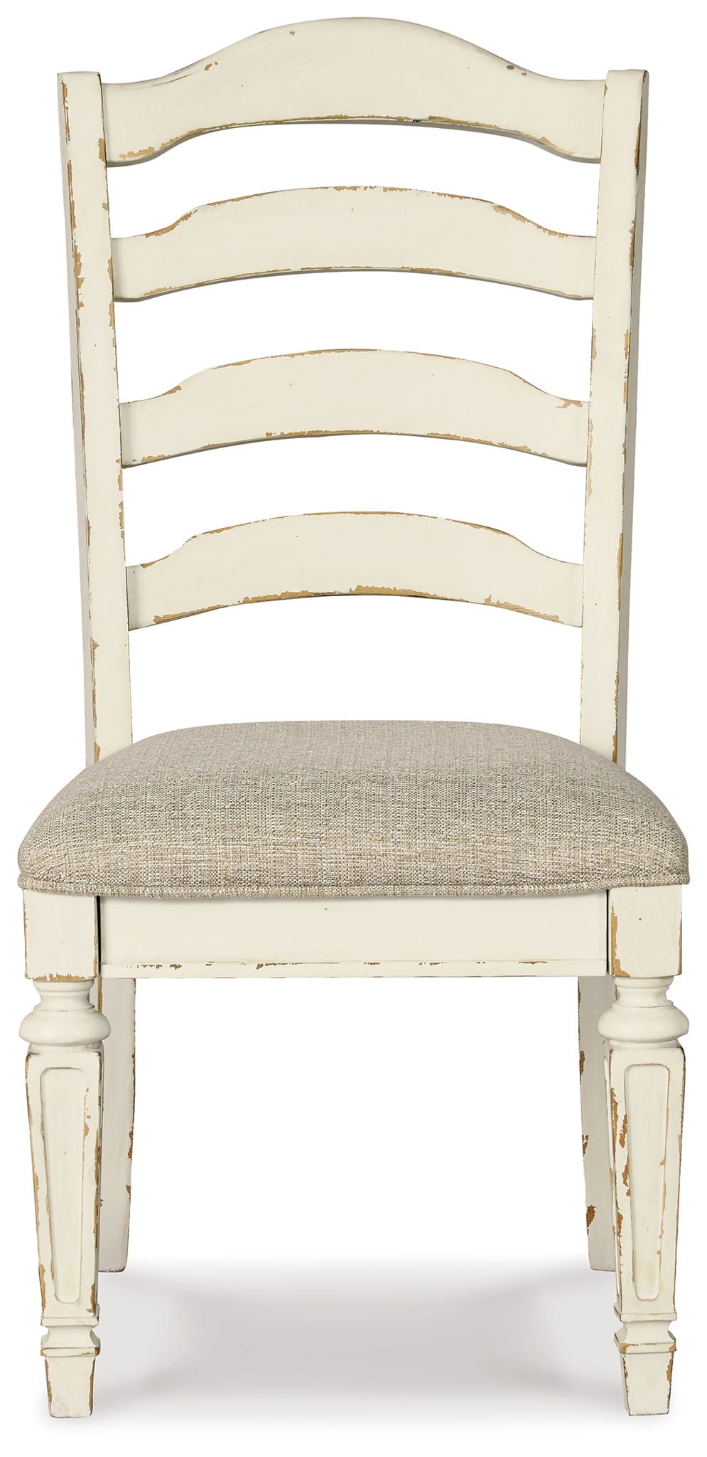 Realyn - Dining UPH Side Chair (Set of 2) - Ladderback - Chipped White - R&R Furniture Gallery (Fountain Valley, CA)